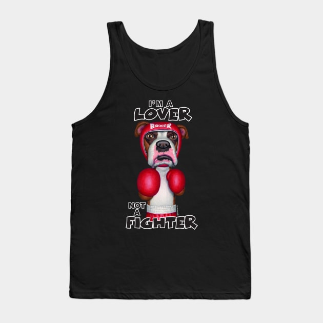 Classic Boxer Dog ready to box on Boxer with Gloves and Headgear Tank Top by Danny Gordon Art